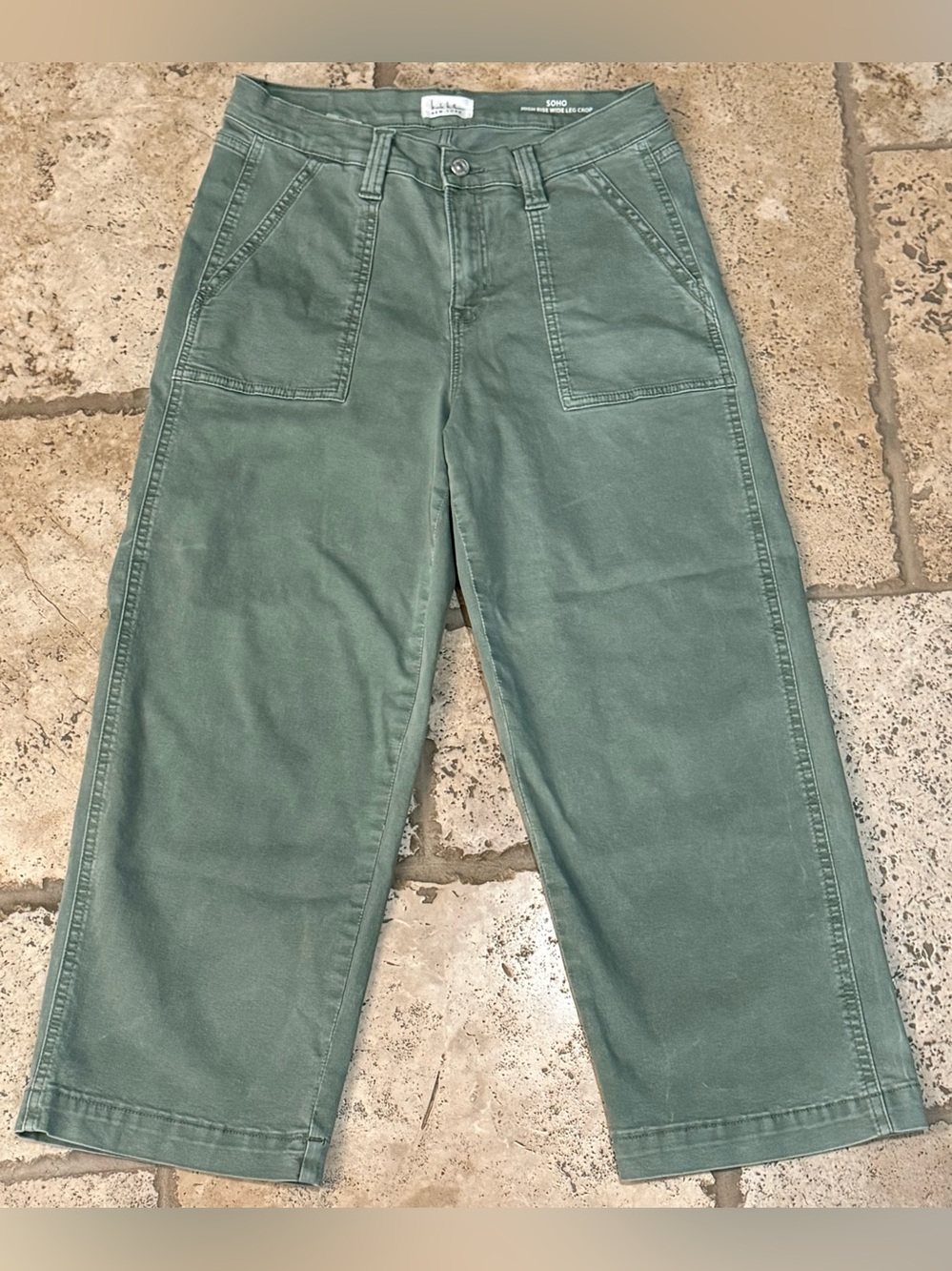 Nicole Miller Wide-Leg Utility Pants in Sage Green